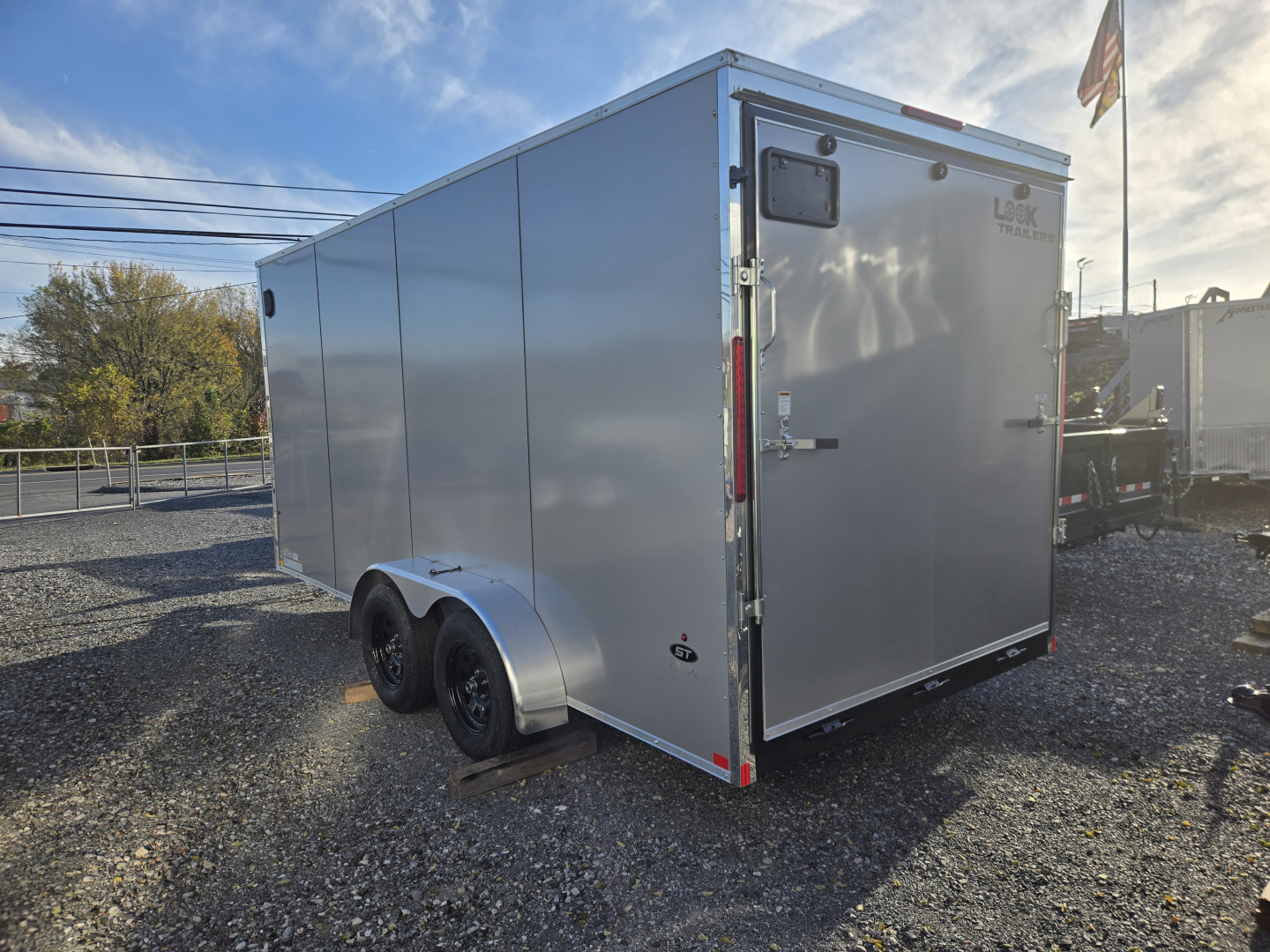 New 7 x 16 Look ST DLX V-Nose Cargo Trailer, 7k GVWR ***Silver PolyCor Composite Exterior, 6" Extra Height, Ramp Door