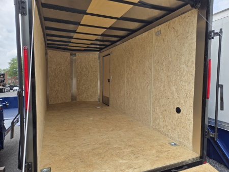 New 7 x 16 Look ST DLX V-Nose Cargo Trailer, 7k GVWR ***Silver PolyCor Composite Exterior, 6" Extra Height, Ramp Door