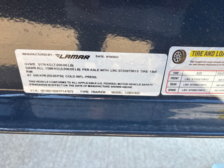 New 2026 Lamar Trailers CE831823 Utility Trailer