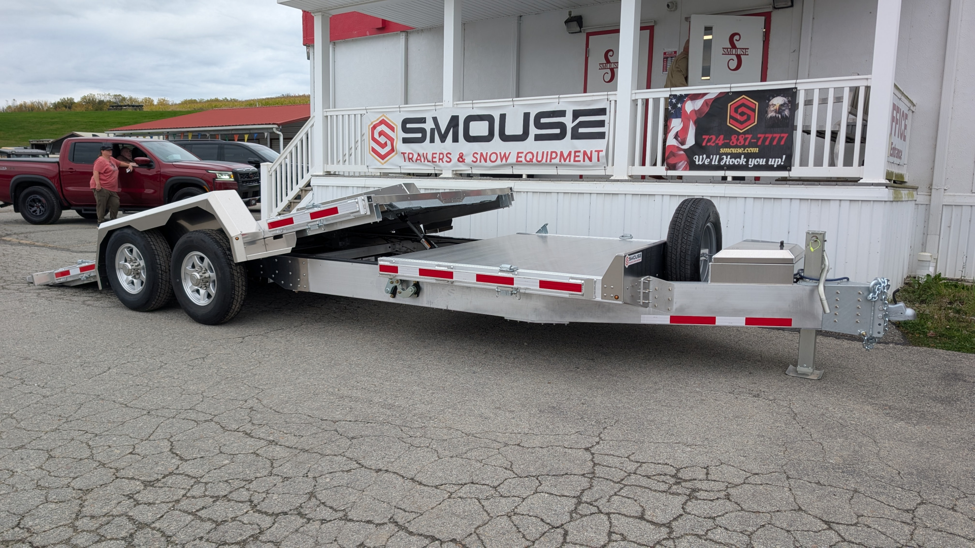 New NEW 2025 EBY 22' (6' + 16') SPLIT TILT ALUMINUM Equipment Trailer