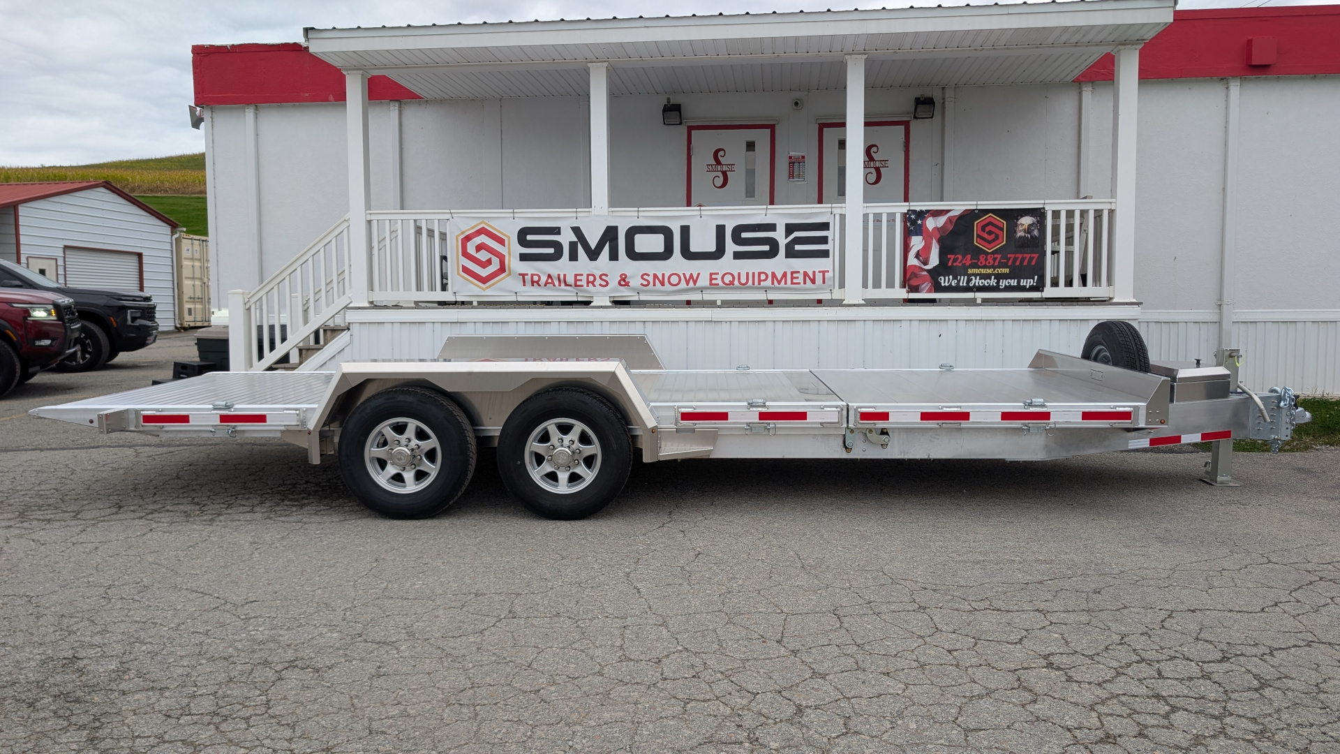 New NEW 2025 EBY 22' (6' + 16') SPLIT TILT ALUMINUM Equipment Trailer