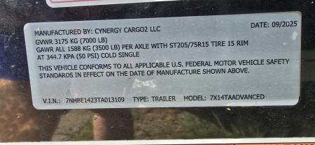 Used 2026 Cynergy 2 7x14TA Cargo / Enclosed Trailer