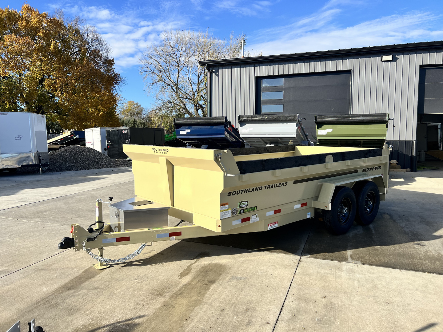 New RARE HUGE DISCOUNT NEW 2026 Southland 14ft Low Profile Dump Trailer 2-7000 lb axles =14K with Ramps