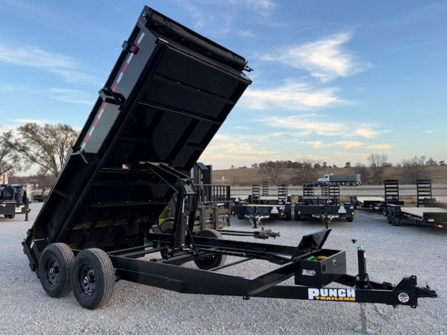 New 2026 Punch Black 83"x14' 14k Scissor Dump Trailer