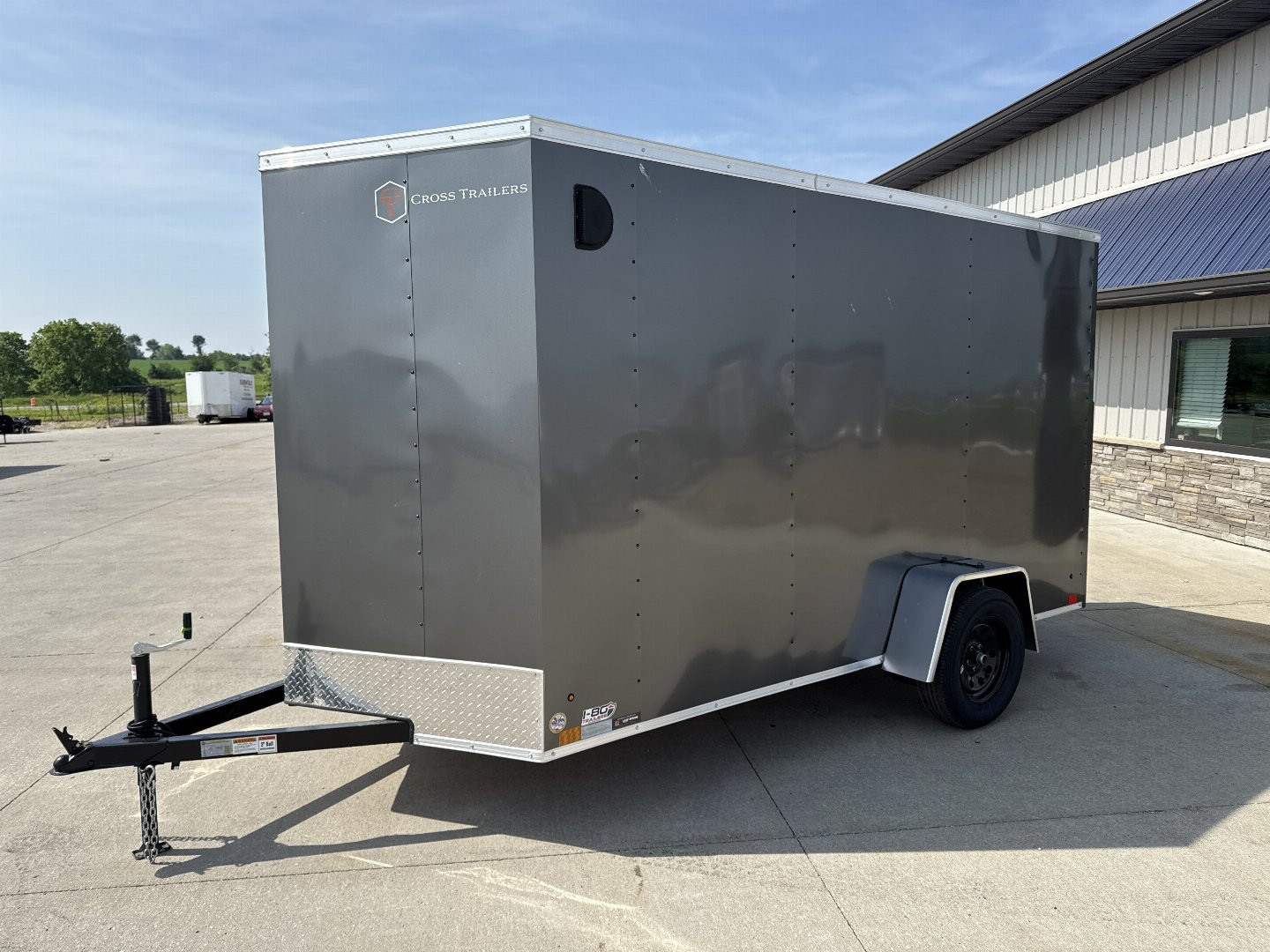 New 2026 Cross Charcoal 6'X12' 3k Beta Flat Top V-Nose Enclosed Cargo Trailer