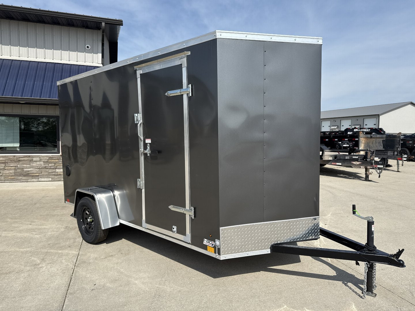 New 2026 Cross Charcoal 6'X12' 3k Beta Flat Top V-Nose Enclosed Cargo Trailer