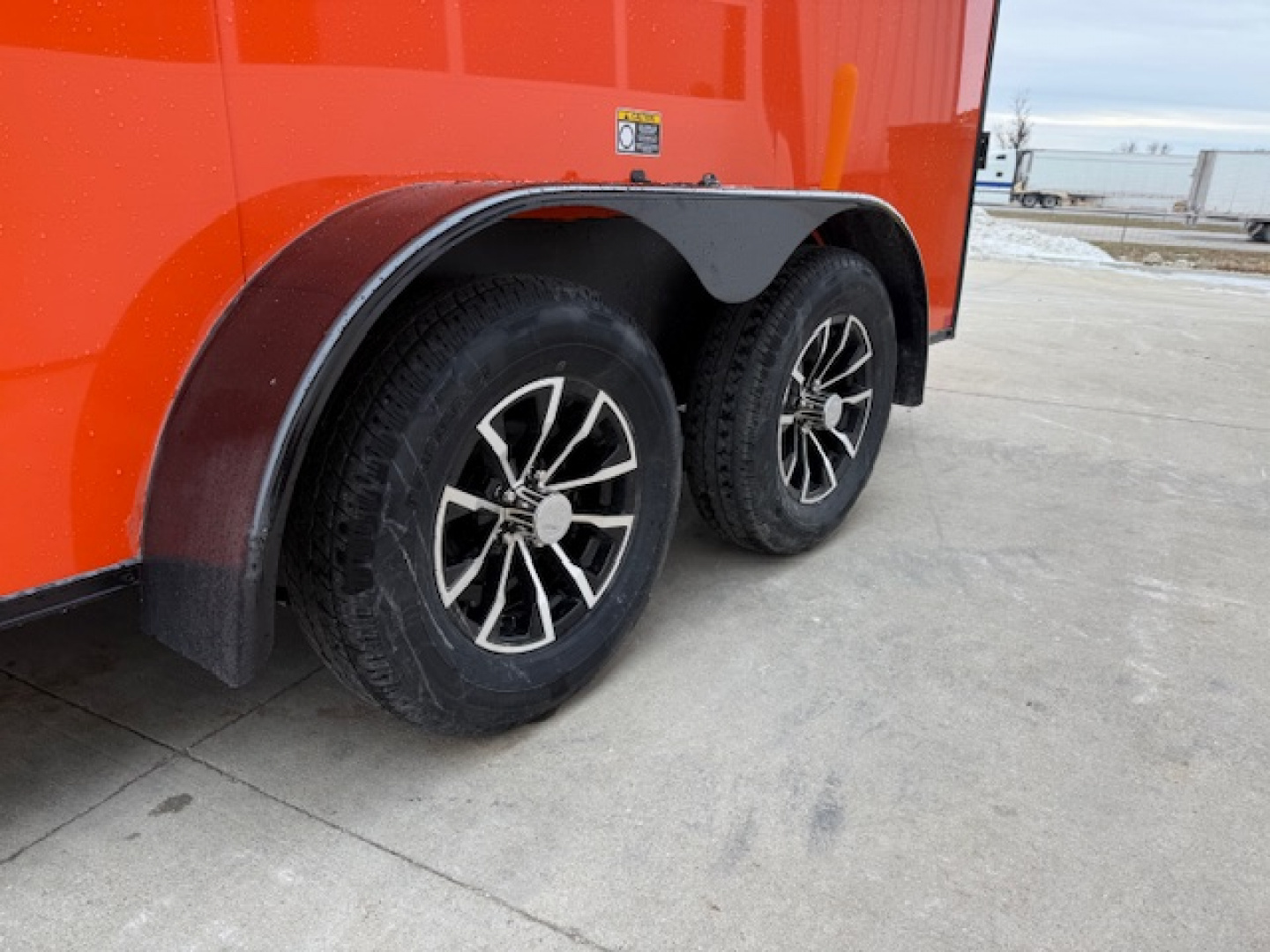 New 2026 H&H Orange/Black 7'x14' 7k Flat Top V-Nose Enclosed Cargo Trailer