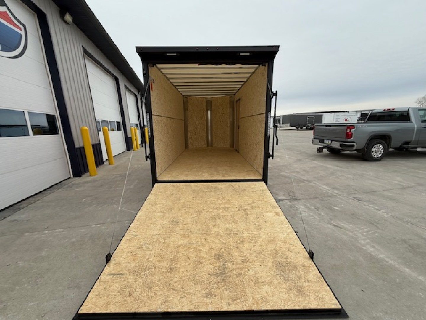 New 2026 H&H Orange/Black 7'x14' 7k Flat Top V-Nose Enclosed Cargo Trailer