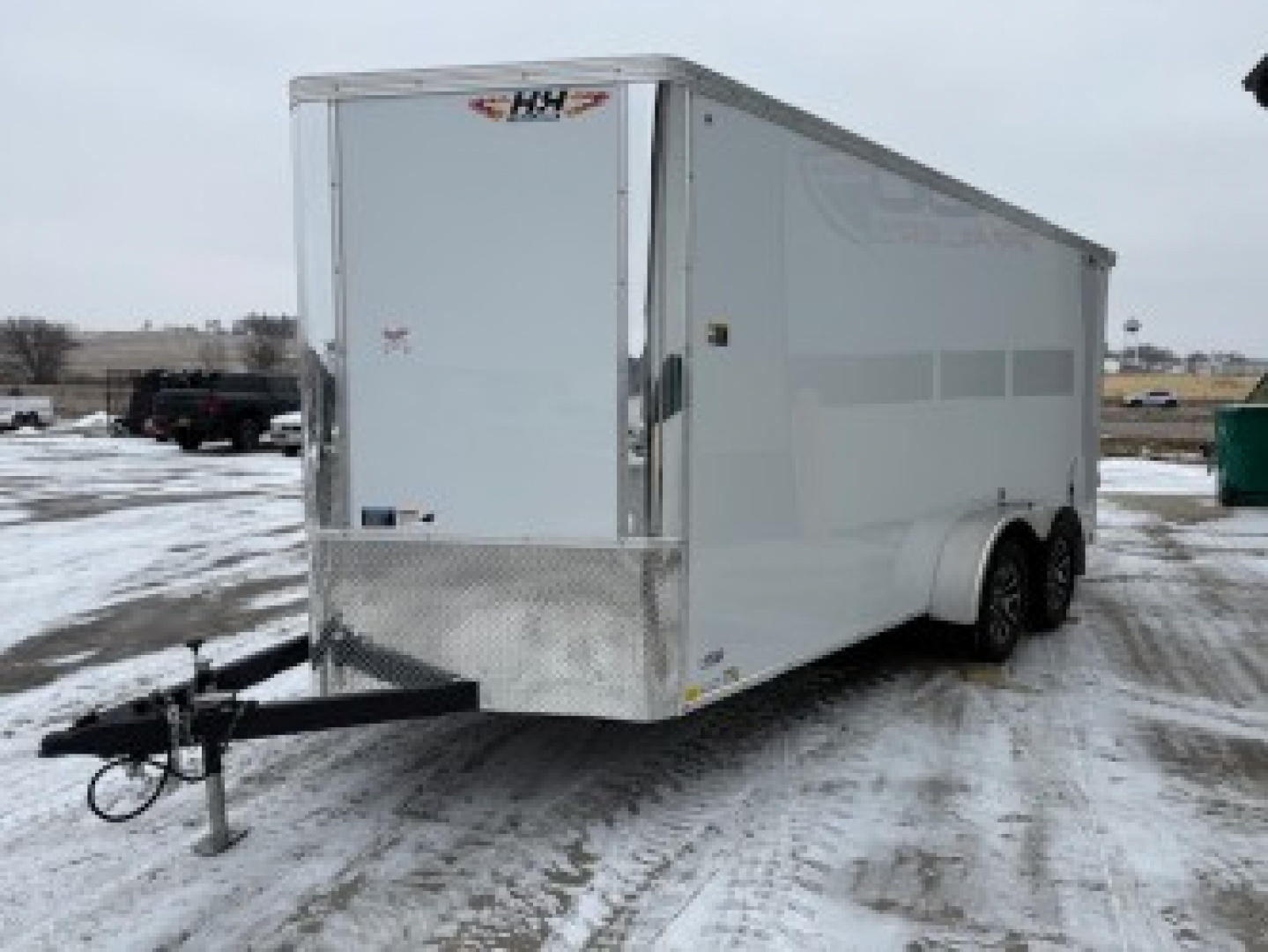 New 2026 H&H White 7'x16' 7k Flat Top V-Nose Enclosed Cargo Trailer