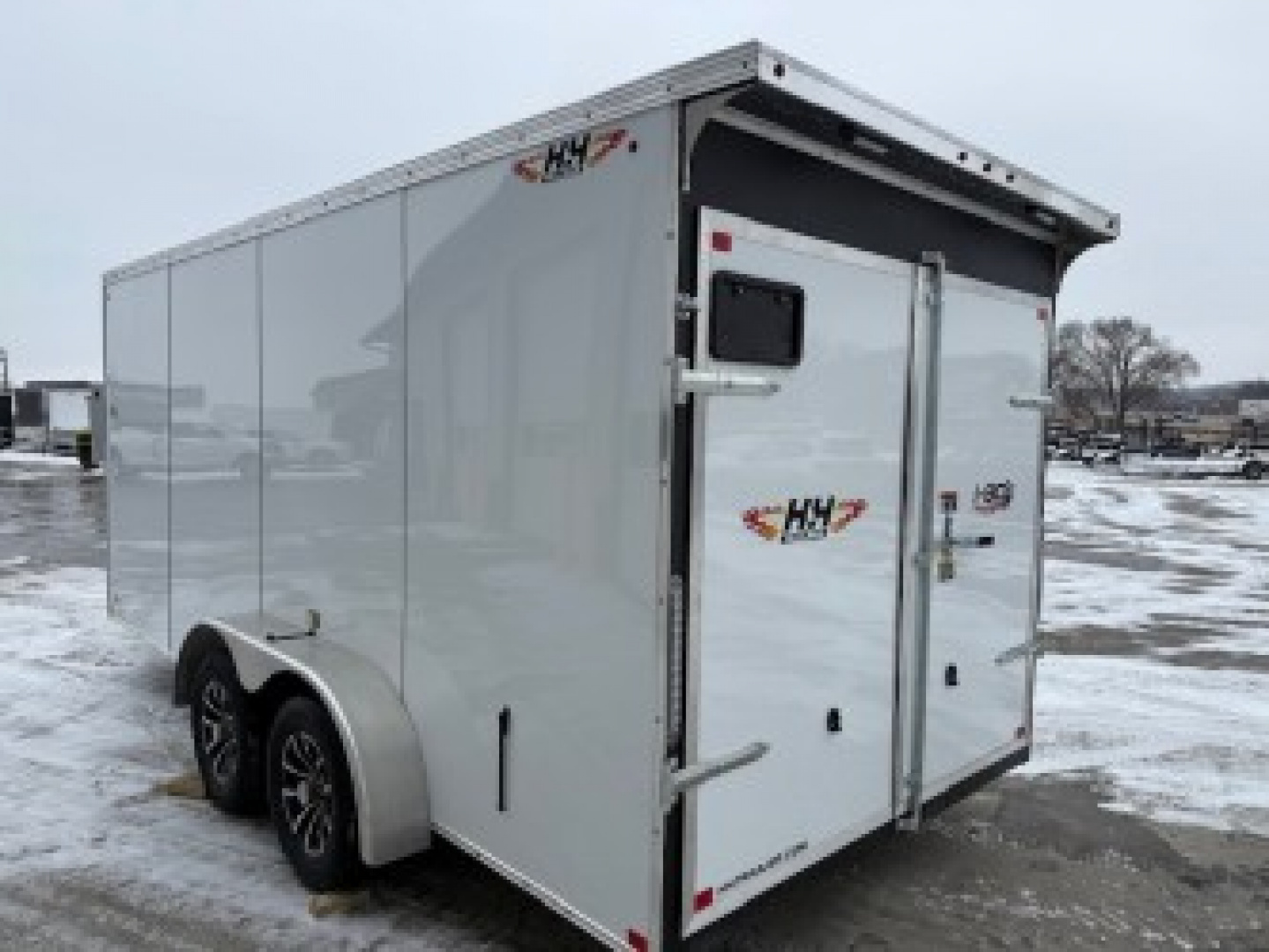 New 2026 H&H White 7'x16' 7k Flat Top V-Nose Enclosed Cargo Trailer