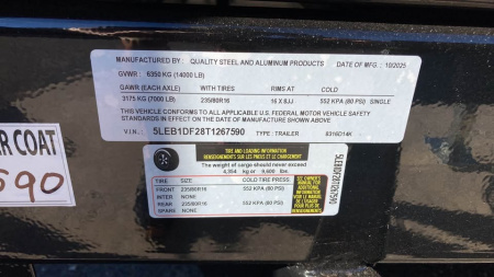 New 2026 Quality Steel and Aluminum 7x16 Dump Trailer