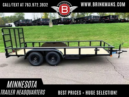 New Top Quality Top Hat 83x16 Tandem Axle Steel Utility Trailer - Rear Ramp!