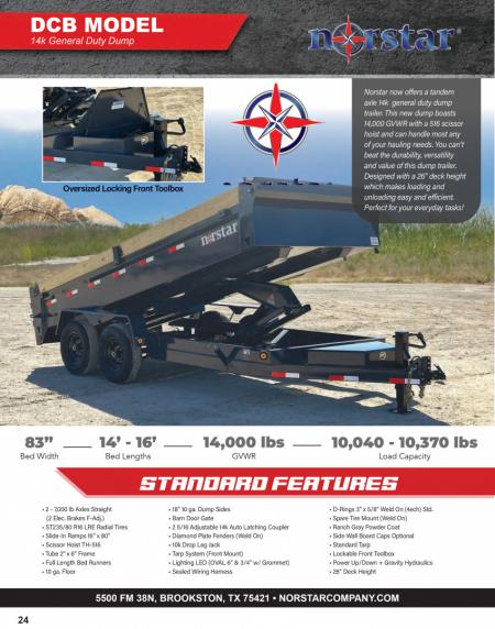 New 2026 Norstar DCB14 83" x 14' Dump Trailer