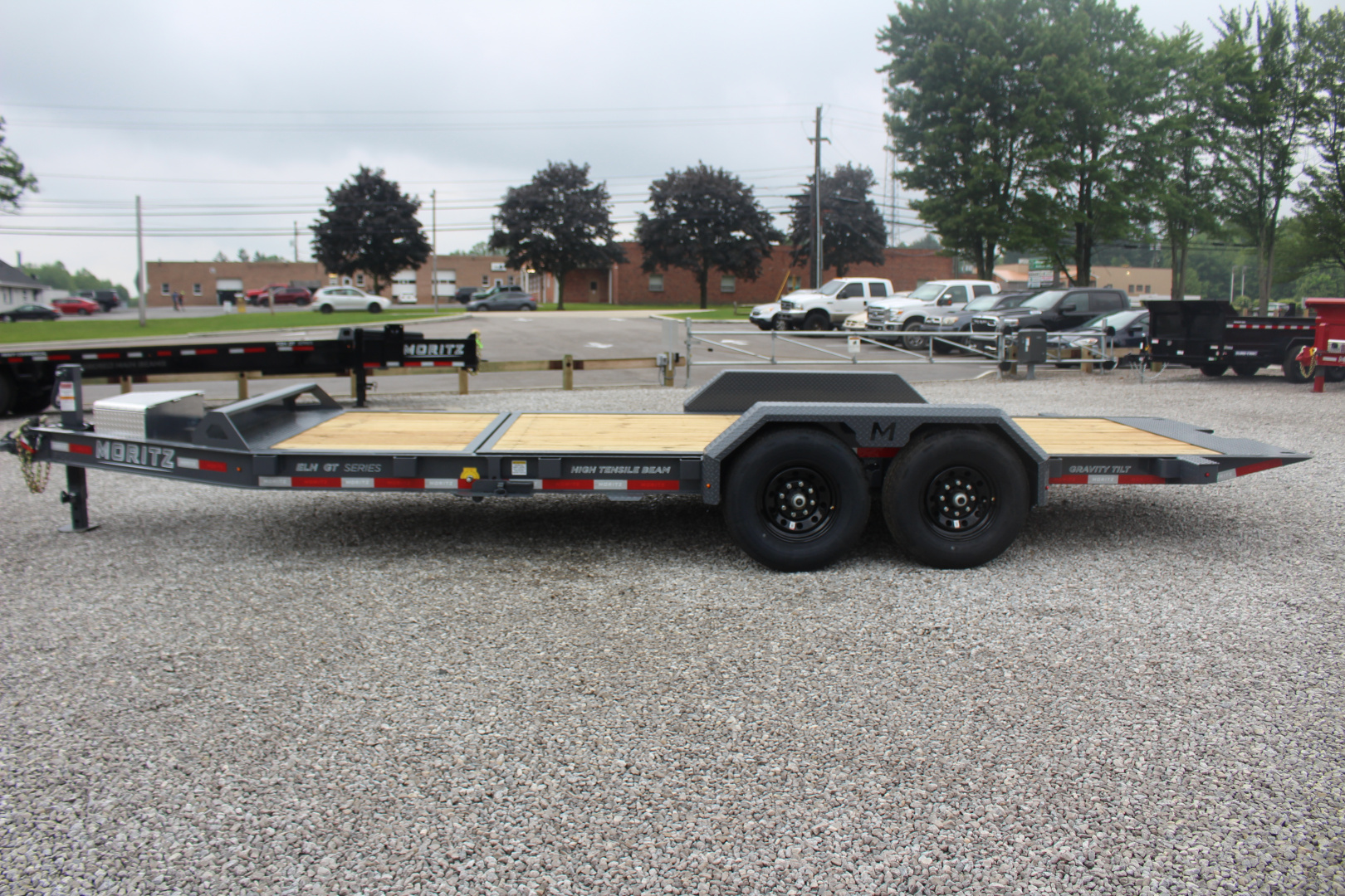 New 2026 Moritz 7' x 16' + 4' Low Pro - Gravity Tilt - Equipment Trailer - 14000# GVW