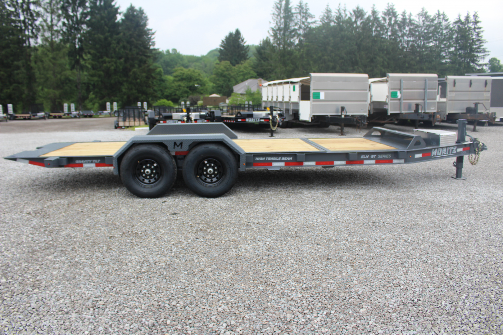 New 2026 Moritz 7' x 16' + 4' Low Pro - Gravity Tilt - Equipment Trailer - 14000# GVW