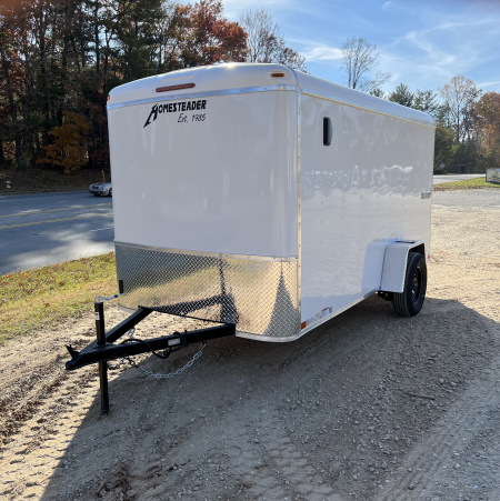 New 2026 Homesteader Trailer 612CS Cargo / Enclosed Trailer / 6x12 / White in color / Ramp Rear Door / 32  Side Door / 73  Interior Height