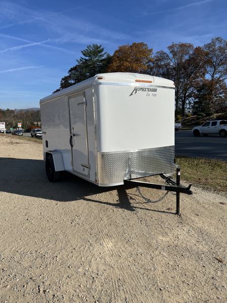 New 2026 Homesteader Trailer 612CS Cargo / Enclosed Trailer / 6x12 / White in color / Ramp Rear Door / 32" Side Door / 73" Interior Height