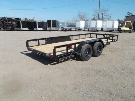 New 2026 J&C Trailers 83x16 Utility Trailer / Lowboy Trailer / 2  Bulldog Coupler / 5ft Slide Out Ramps / Electric Brakes