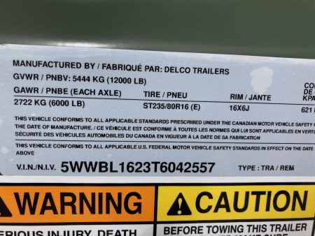 New 2026 Delco Bumper Pull 6' X 16' Stock Trailer