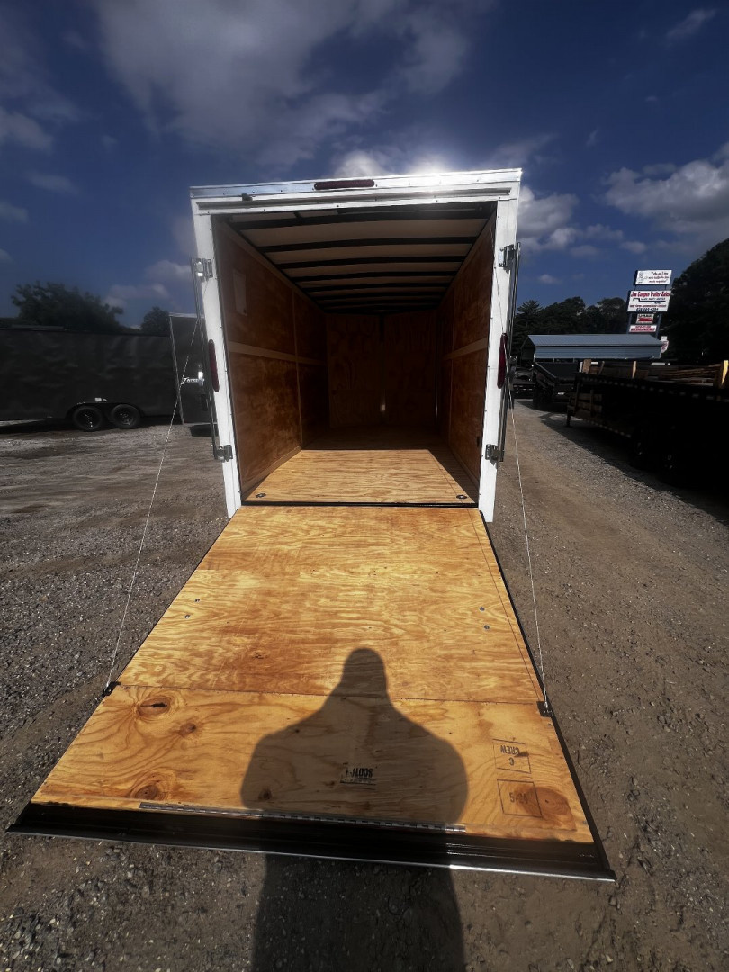 New 2026 HOMESTEADER CARGO TRAILER / INTREPID SERIES / 7'X16' / 7' INTERIOR HEIGHT / 32" SIDE DOOR / RAMPS REAR DOOR / .030 WHITE ALUMINUM