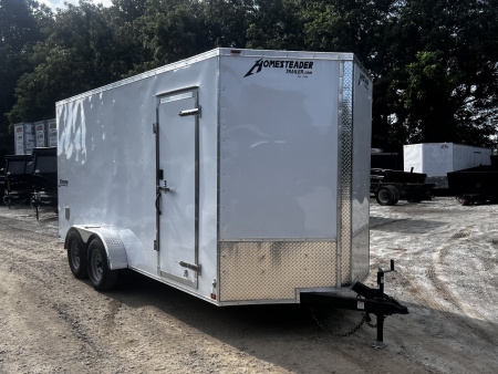 New 2026 HOMESTEADER CARGO TRAILER / INTREPID SERIES / 7'X16' / 7' INTERIOR HEIGHT / 32  SIDE DOOR / RAMPS REAR DOOR / .030 WHITE ALUMINUM