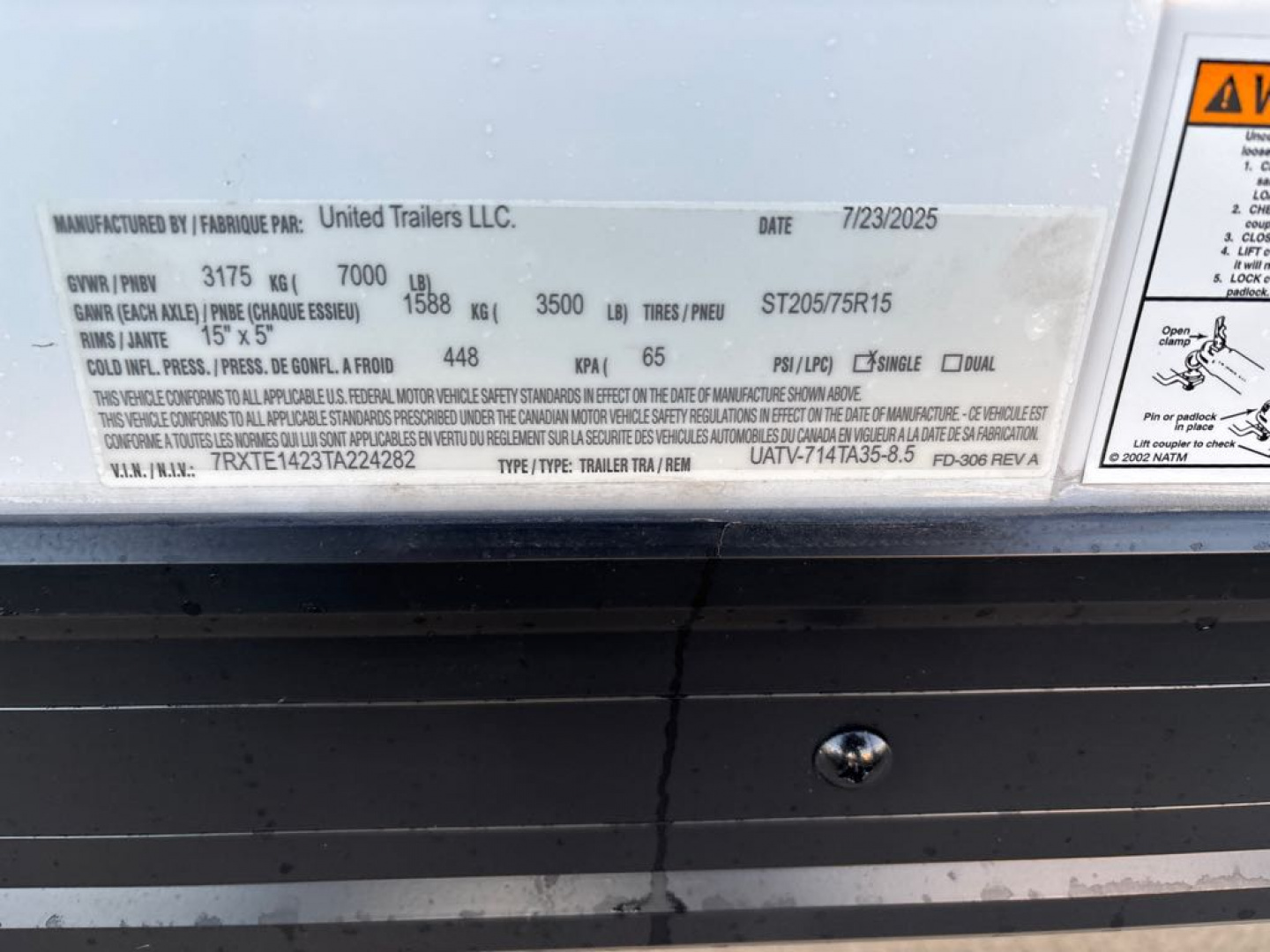 New 2026 United Trailers UATV-714TA35-8.5 Cargo / Enclosed Trailer