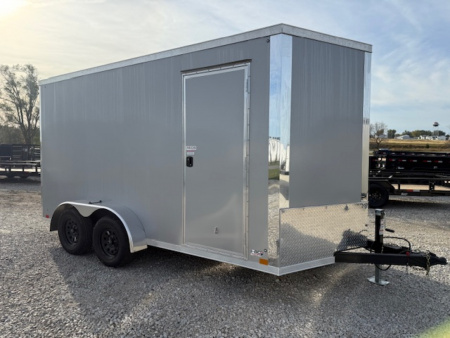 New 2026 Cross Silver 7'x14' 7k Alpha Flat Top V-Nose Enclosed Cargo Trailer