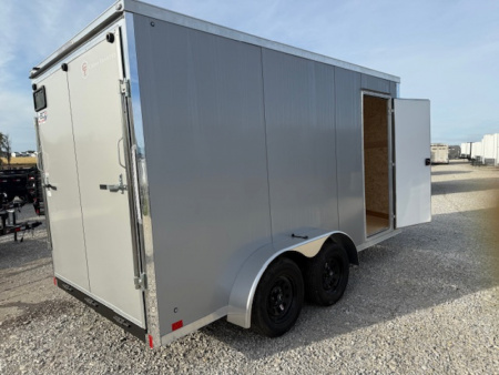 New 2026 Cross Silver 7'x14' 7k Alpha Flat Top V-Nose Enclosed Cargo Trailer