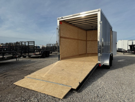 New 2026 Cross Silver 7'x14' 7k Alpha Flat Top V-Nose Enclosed Cargo Trailer