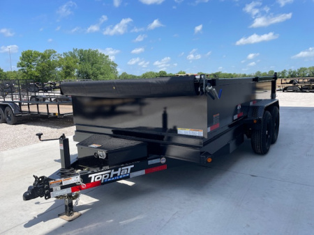 New 2026 TOP HAT 83X14 BUMPER PULL DUMP TRAILER (2) TANDEM 7000# AXLES,2' WALLS
