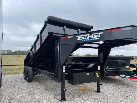New 2026 TOP HAT 83X16 GOOSENECK DUMP TRAILER, (2) 7000lb AXLES, GVWR 14000lbs, 2' SIDE WALLS