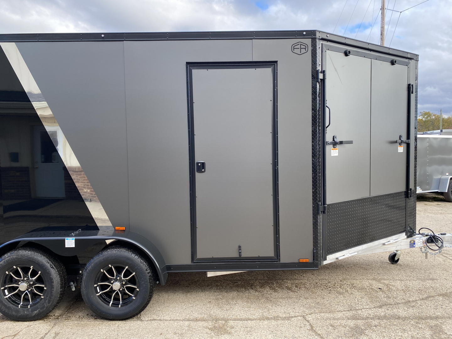 New 2026 Lightning Trailers 7X19 Aluminum 2-Place w/7ft Height Radar Pkg & Black Out Pkg Snowmobile Trailer