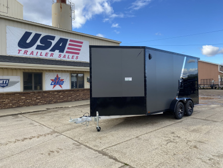 New 2026 Lightning Trailers 7X19 Aluminum 2-Place w/7ft Height Radar Pkg & Black Out Pkg Snowmobile Trailer