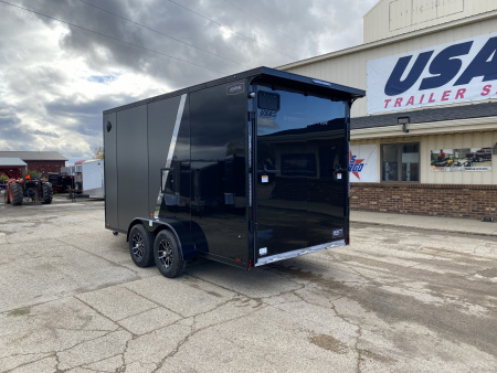 New 2026 Lightning Trailers 7X19 Aluminum 2-Place w/7ft Height Radar Pkg & Black Out Pkg Snowmobile Trailer