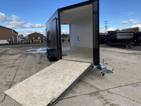 New 2026 Lightning Trailers 7X19 Aluminum 2-Place w/7ft Height Radar Pkg & Black Out Pkg Snowmobile Trailer