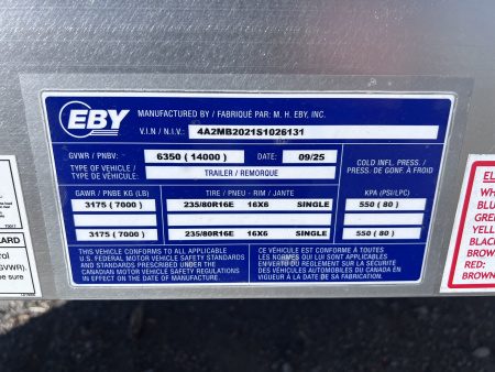 New 2025 EBY 8.5X20 14K Deckover Trailer