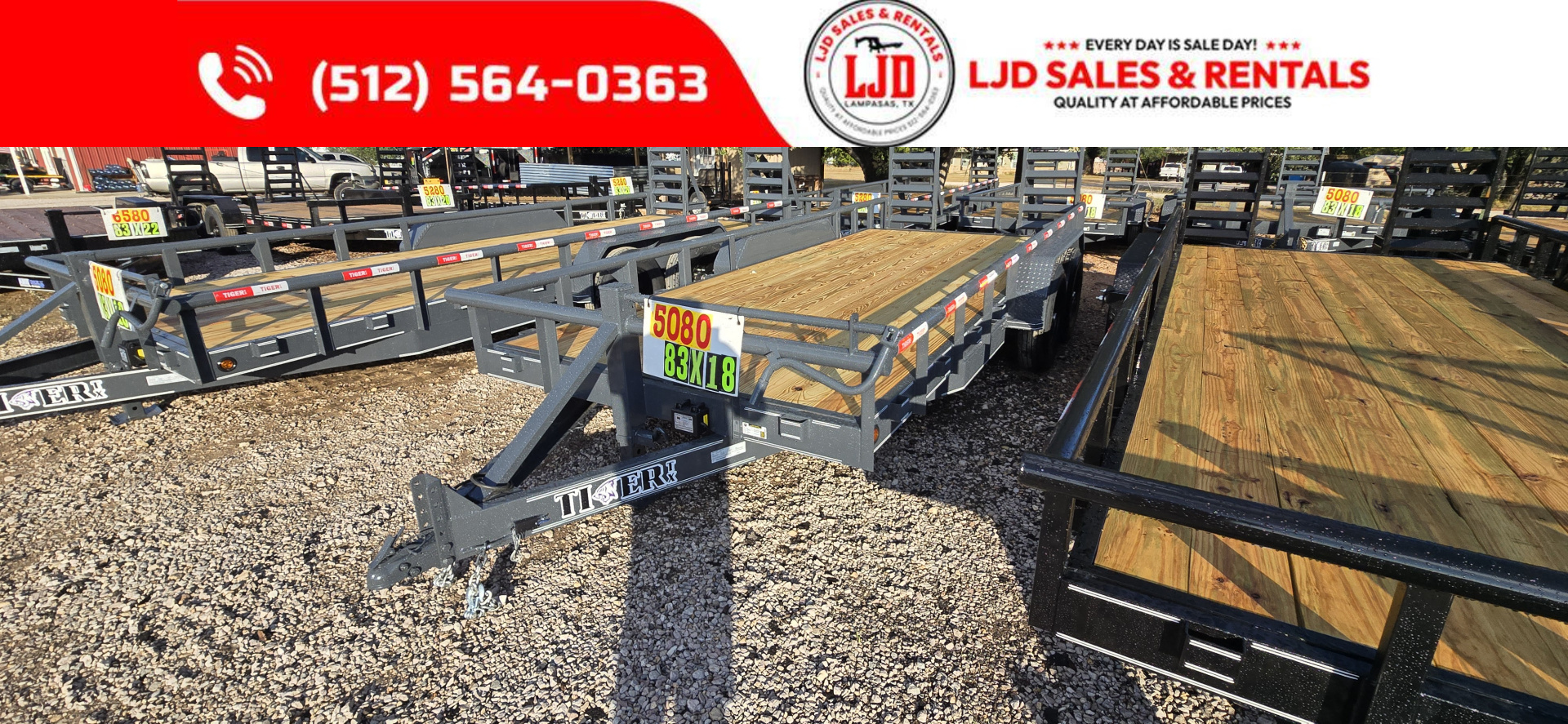 New 2026 Tiger - 83" x 18' - HD Pipe top - Equipment Trailer