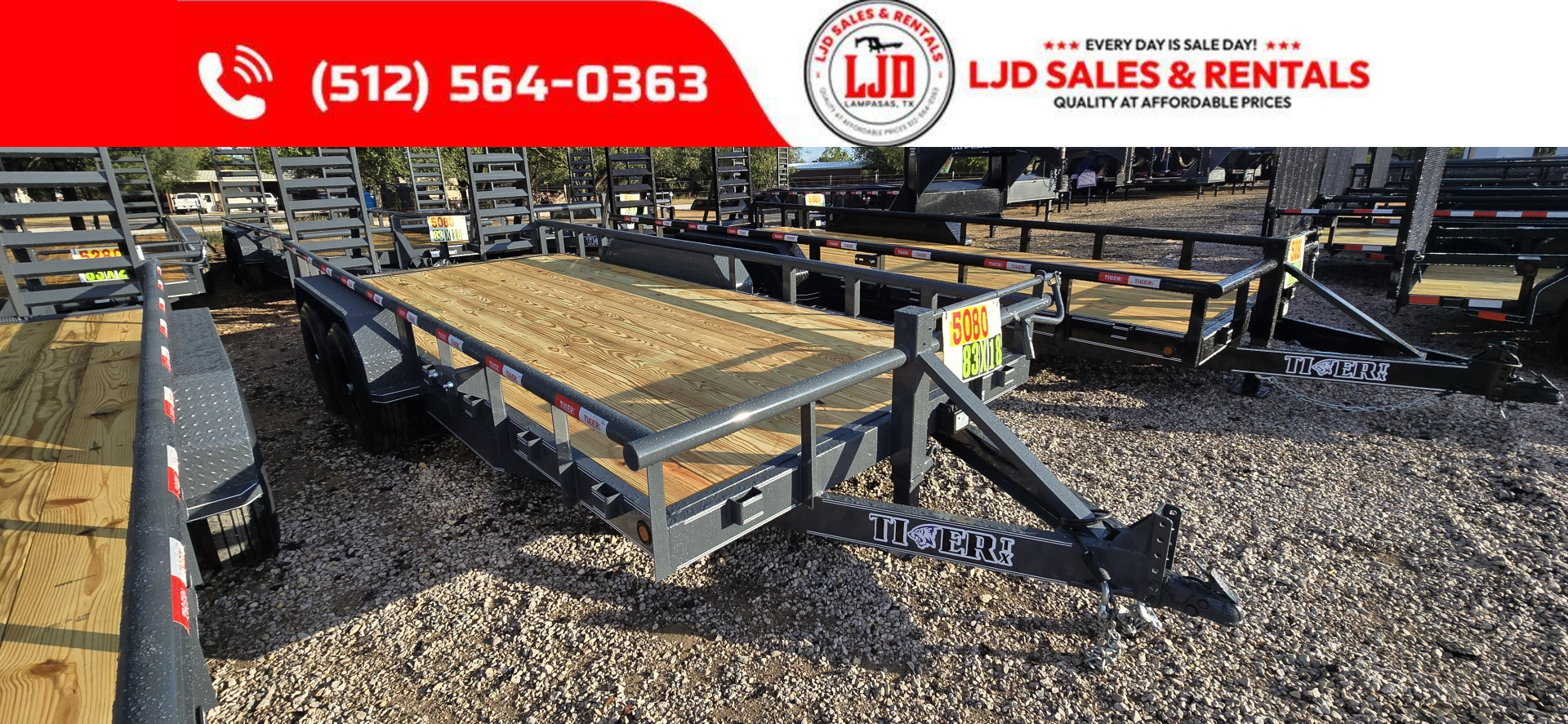 New 2026 Tiger - 83" x 18' - HD Pipe top - Equipment Trailer