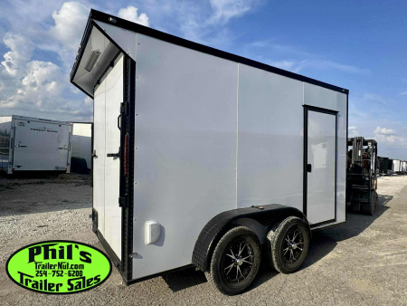 New 6X12 TANDEM AXLE Cargo / Enclosed Trailer ALUMINUM WHEELS / BLACKOUT PACKAGE / 7' INTERIOR EXTRA HEIGHT / WING