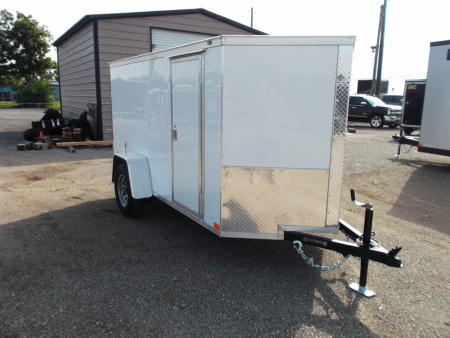 New 2026 Covered Wagon Trailers 5x10 Single Axle Cargo Trailer / Enclosed Trailer / Double Rear Barn Doors / RV Side Door / .080 White Poly Core