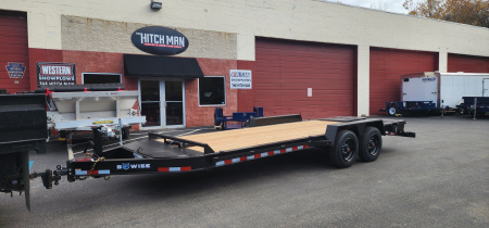 New 7 x 20 EF16 BWISE I-Beam Flat Deck Equipment Trailer 17.6k *Hammertone Black**FULL WIDTH RAMPS