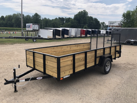 New 2026 AMO 6.4X14 Woodside w/ LED Lights and Spring Assist Landscape Trailer