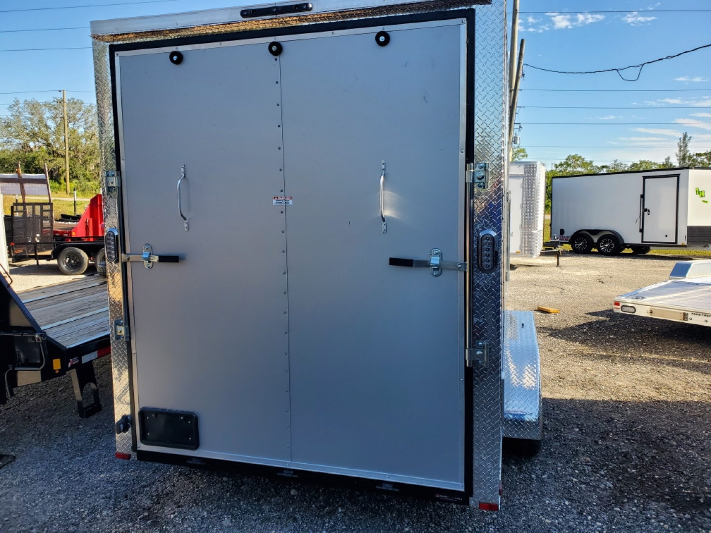 New 2026 Arising 7X14 TANDEM AXLE 7000 LB GVWR FULL TUBE FRAME Cargo / Enclosed Trailer WITH 7'6" INTERIOR HEIGHT, REAR RAMP DOOR, .080 SILVER COMPOSITE EXTERIOR, 32X72" SIDE DOOR WITH BARLOCK, 2-2 WAY ALUMINUM SIDE VENTS
