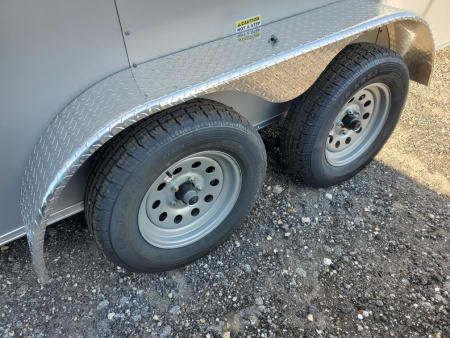 New 2026 Arising 7X14 TANDEM AXLE 7000 LB GVWR FULL TUBE FRAME Cargo / Enclosed Trailer WITH 7'6" INTERIOR HEIGHT, REAR RAMP DOOR, .080 SILVER COMPOSITE EXTERIOR, 32X72" SIDE DOOR WITH BARLOCK, 2-2 WAY ALUMINUM SIDE VENTS