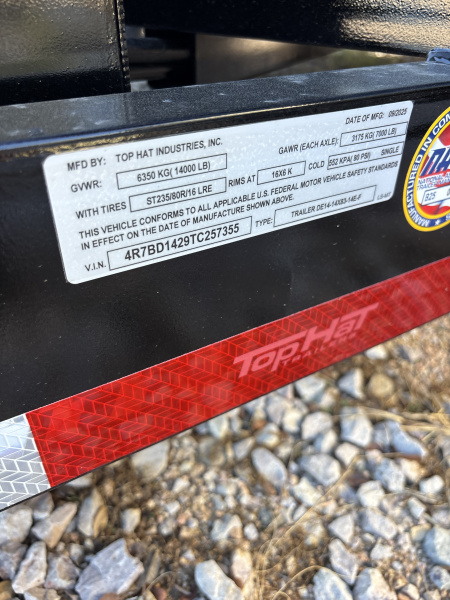 New 2026 Top Hat Trailers de14 Dump Trailer