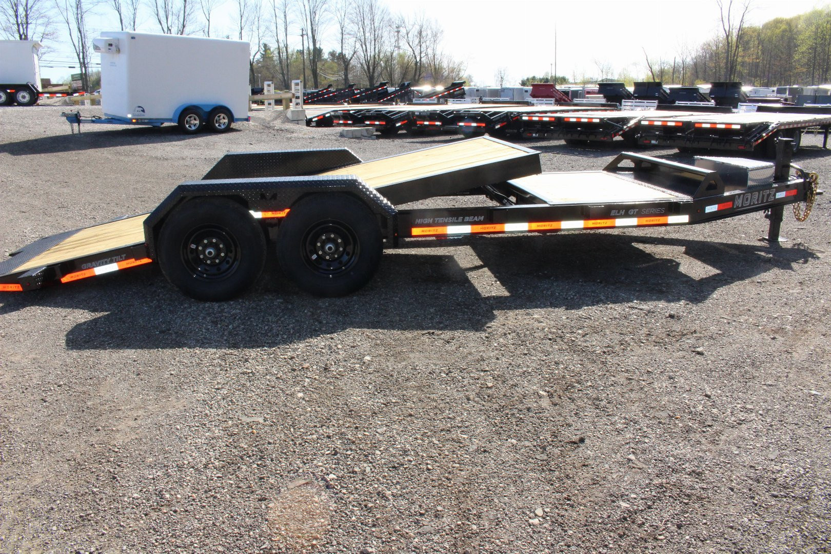 New 2026 Moritz 7' x 16' + 4' Low Pro - Gravity Tilt - Tilt Trailer - 14000# GVW