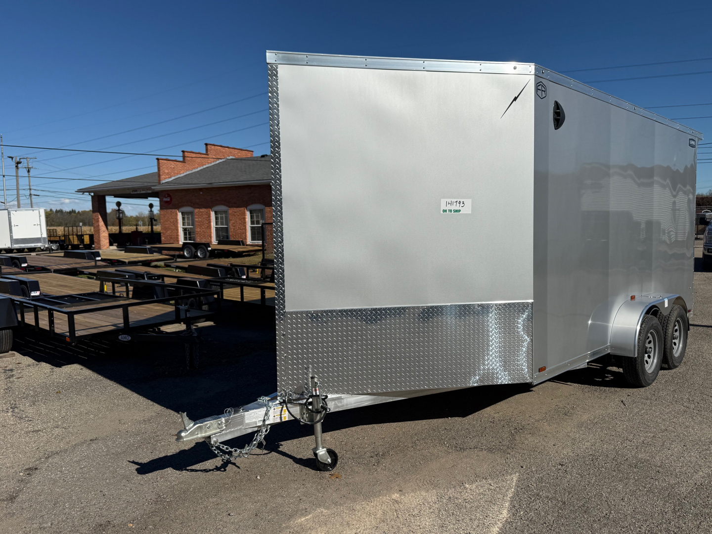 New 2026 7 X 19 Lightning 2 Place Enclosed Snowmobile Trailer with 7ft Interior - Plain Model