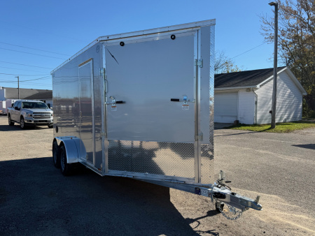 New 2026 7 X 19 Lightning 2 Place Enclosed Snowmobile Trailer with 7ft Interior - Plain Model