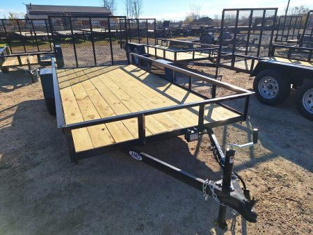 New 2026 AMO 76x14 Single Axle Landscape Trailer W/ Brakes, Led Lights and Spring Assist Gate
