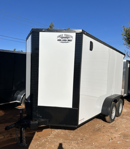 New 2025 Family Trailer 6x12 Tandem Axles Cargo / Enclosed Trailer-Screwless Exterior-Blackout Pkg.-Rear Spoiler